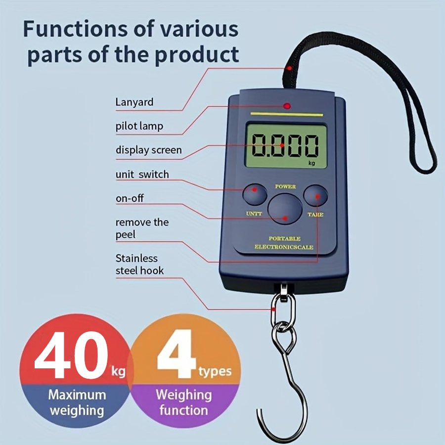 Fishing Hook - 40kg wielofunkcyjna Mini elektroniczna cyfrowa przenośna