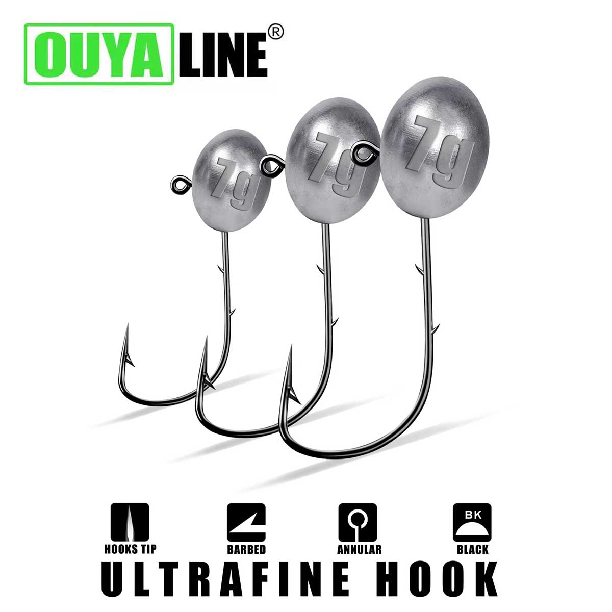 Fishing Hook Offset - Haczyk z główką jigową 1X Rockfish